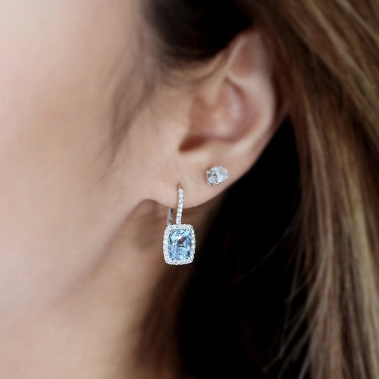 Aquamarine Diamond Drop Earrings
