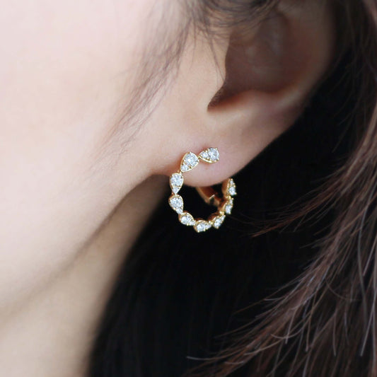 Cupus Jewellery 18K Yellow Gold Sideways Spiral Diamond Hoop Earrings