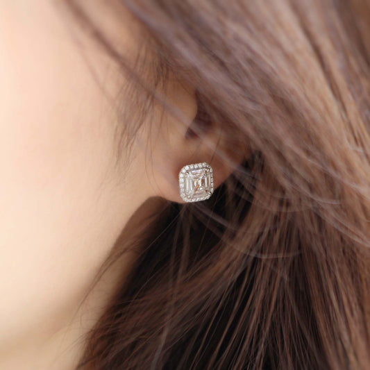 Cupus Jewellery 18K White Gold Illusion Asscher Cut Diamond Earrings