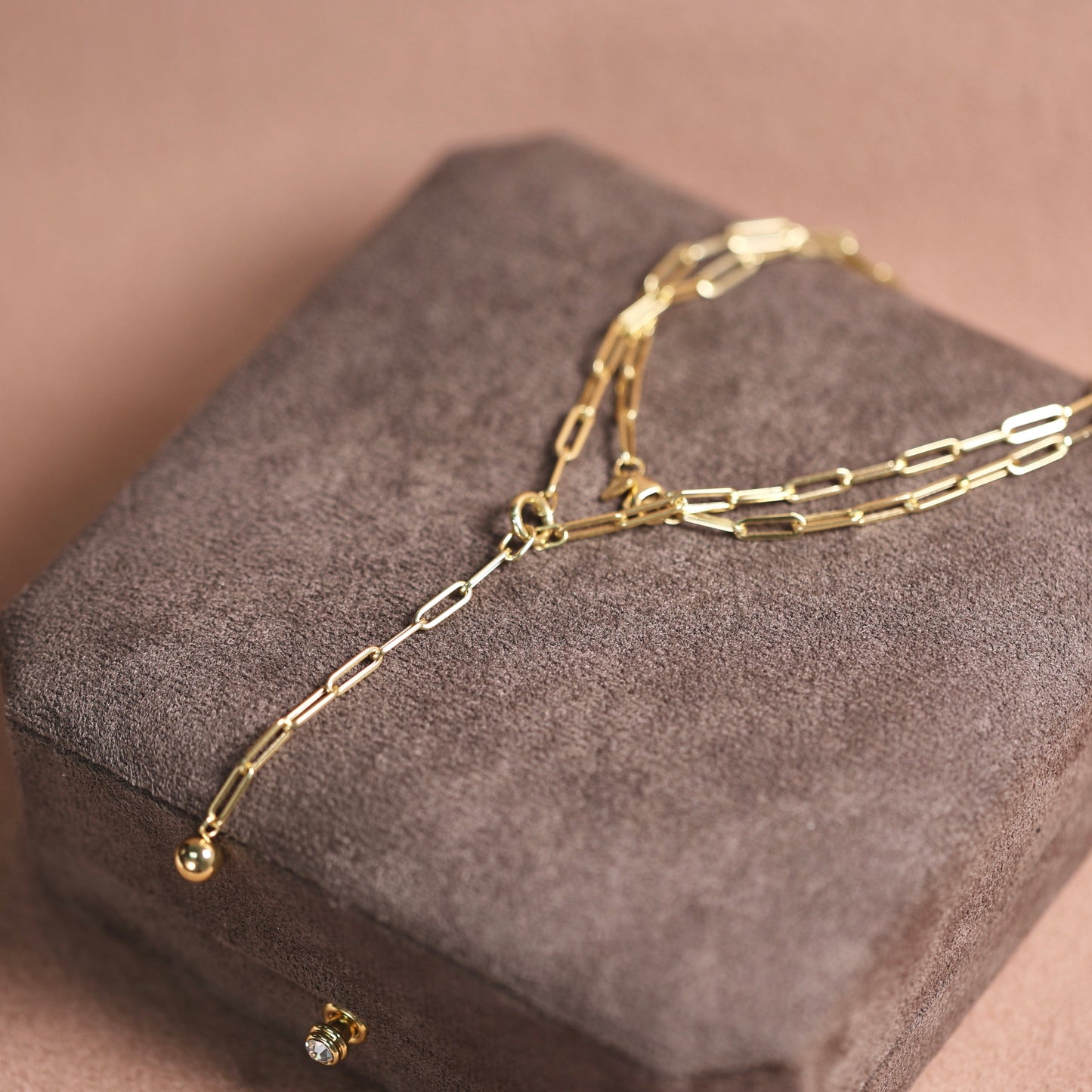 18K Italian Gold Lariat Necklace