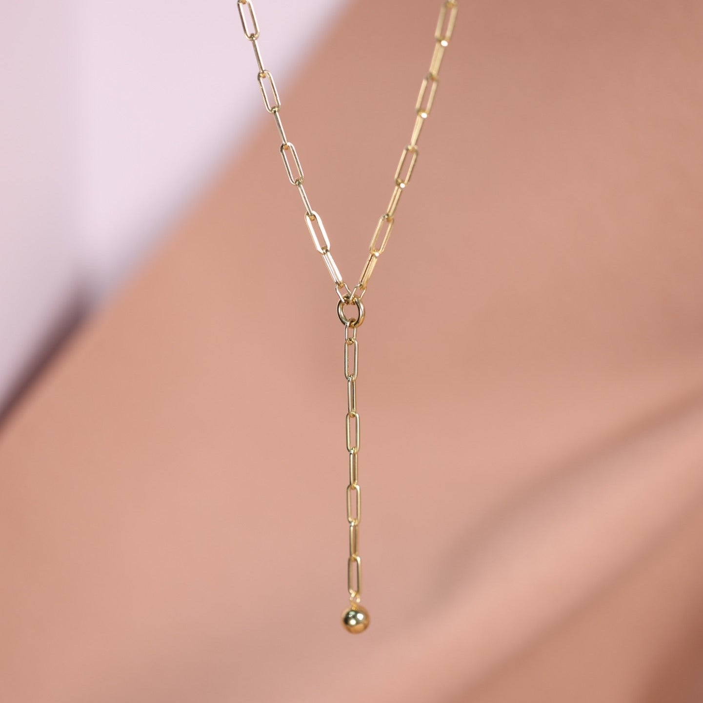 18K Italian Gold Lariat Necklace