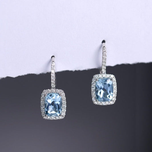 Aquamarine Diamond Drop Earrings