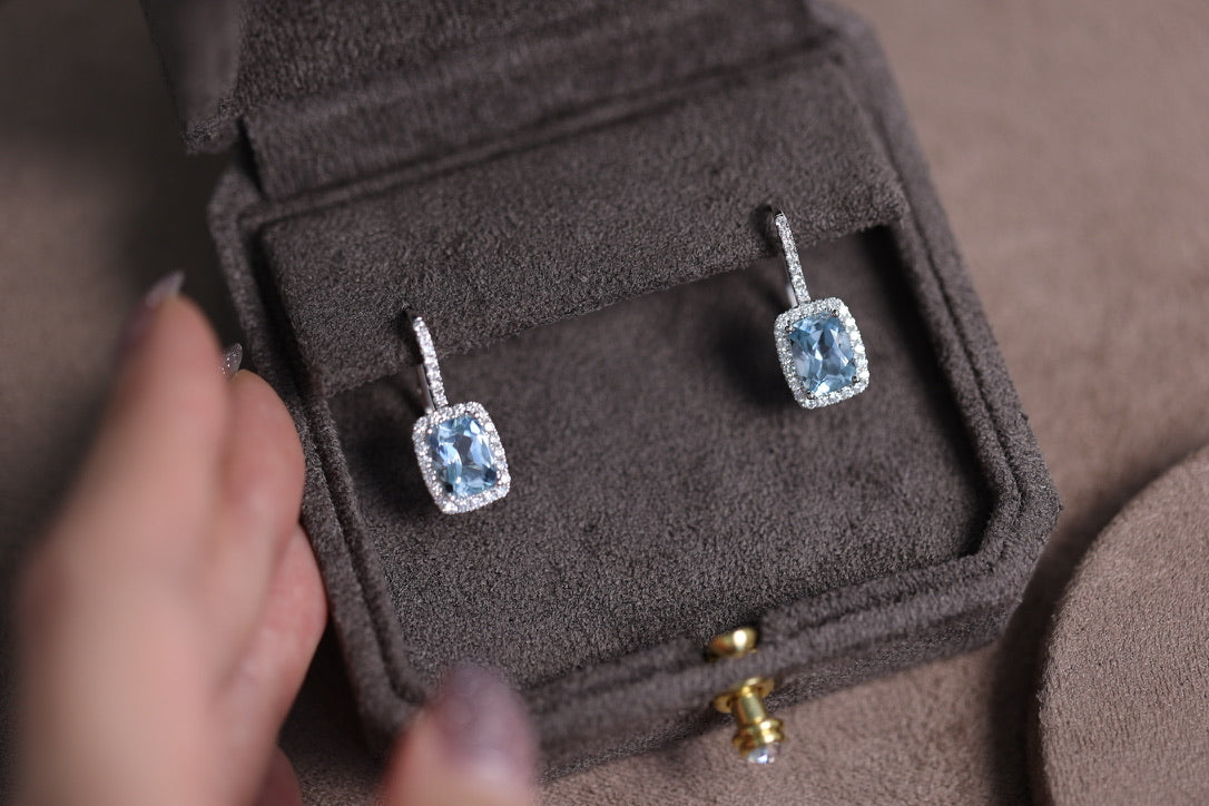 Aquamarine Diamond Drop Earrings